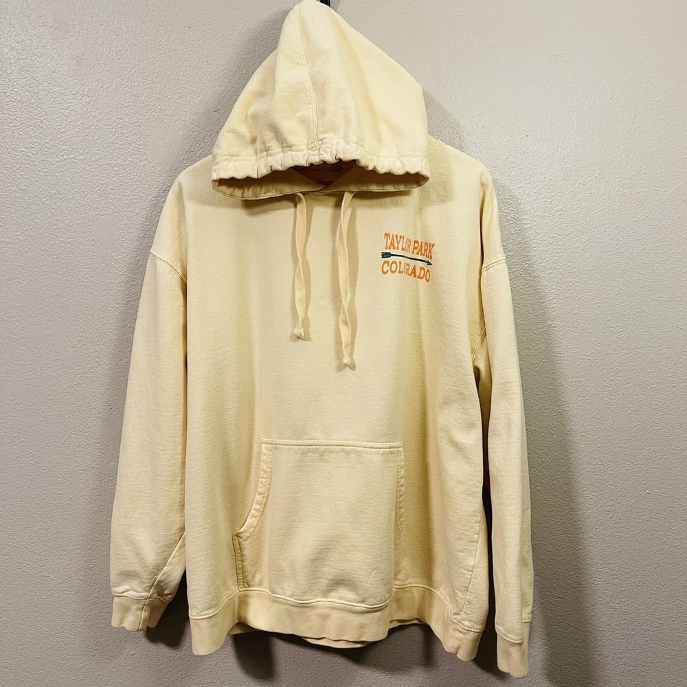 Beantown‎ Colorado Outdoor Graphic Hoodie Pullover Yellow Cotton Size 2XL
